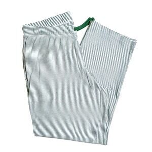 LAKE Pajama Pants Large Green White Striped Pima Cotton Drawstring Lounge
